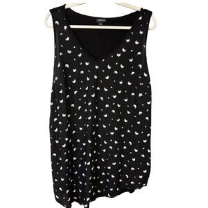 Torrid Black V Neck Sleeveless Top Womens Size 1 Cat Print Rayon Spandex